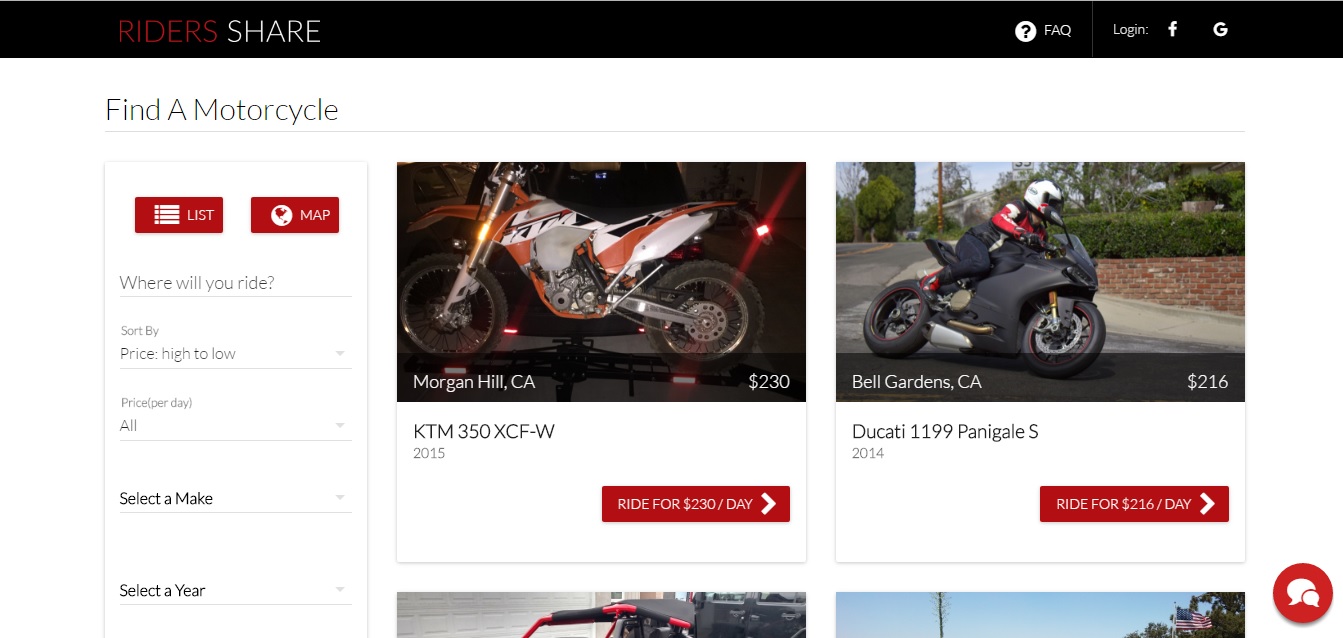 已有不少美國車主將自己愛車放上平台供人租用，竟然連DUCATI Panigale 1199S 也在出租行列中。